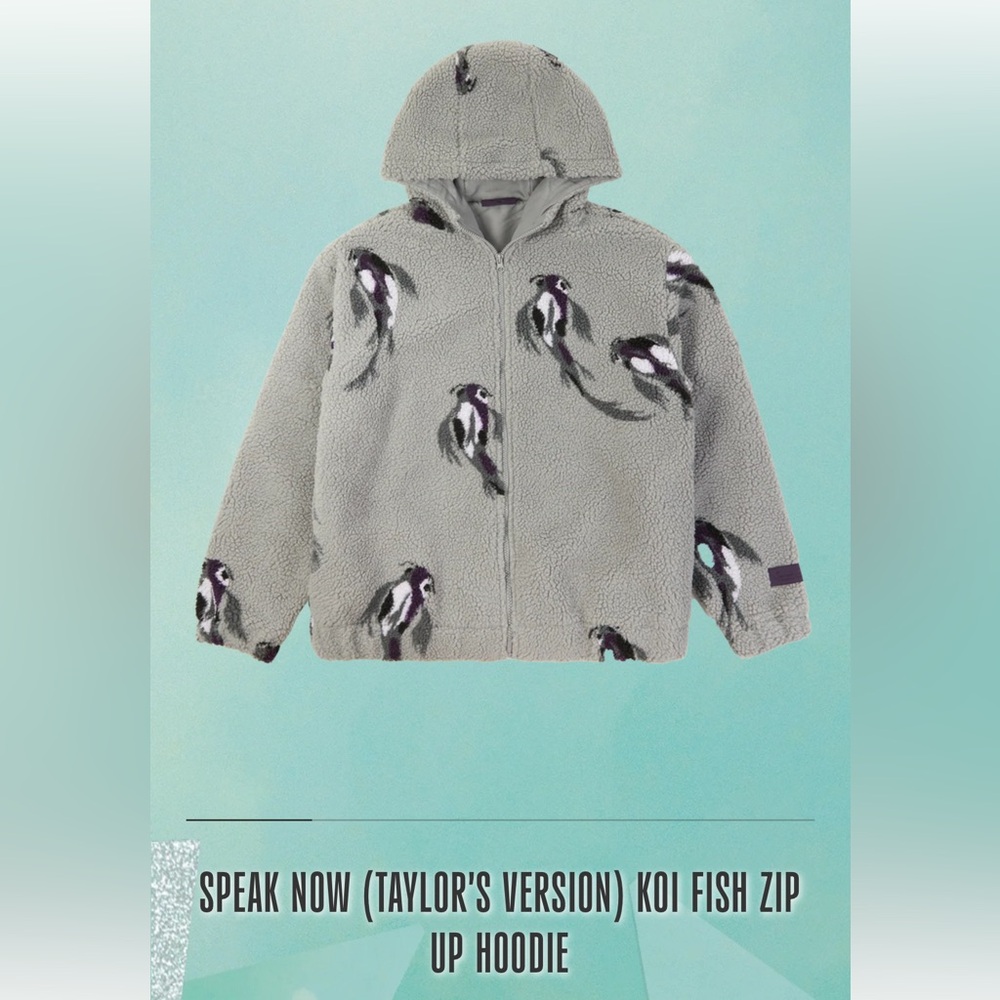 Taylor Swift (Speak Now) Gray Sherpa Jacket with Koi Fish